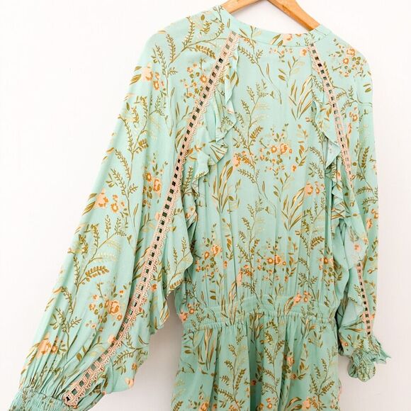 Spell & The Gypsy Boho Floral Maisie Play Dress Large Western Turquoise NWOT - Picture 10 of 12